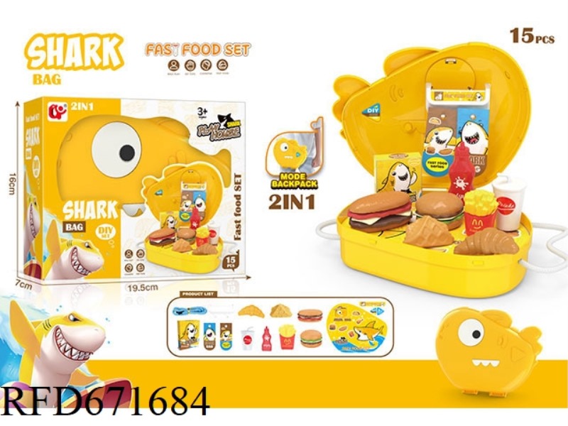 CARTOON SHARK FAST FOOD SET SMALL BACKPACK