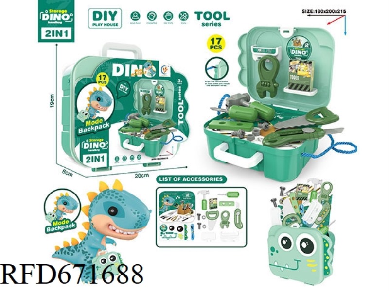 DINOSAUR BACKPACK TOOL PLAY HOUSE SET