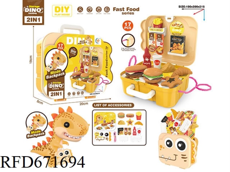 DINOSAUR BACKPACK FAST FOOD HOUSE SET