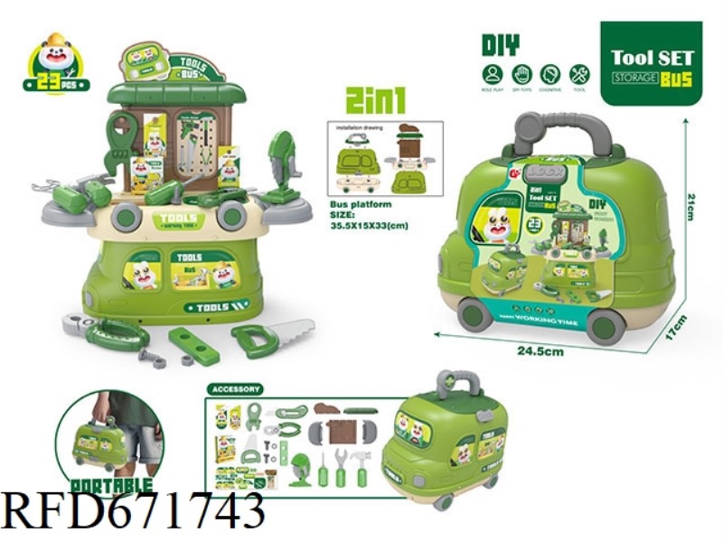 CHILDREN'S HOME TOOL SET BUS