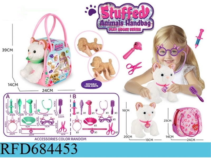 PLUSH JOINT WHITE CAT THEMED HANDBAG