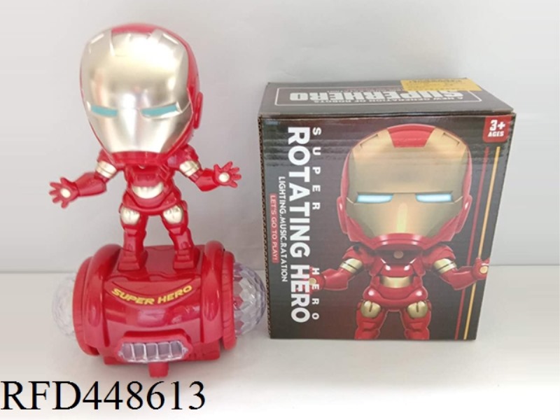 COLORFUL LIGHTS, MUSIC, ROTATING IRON MAN