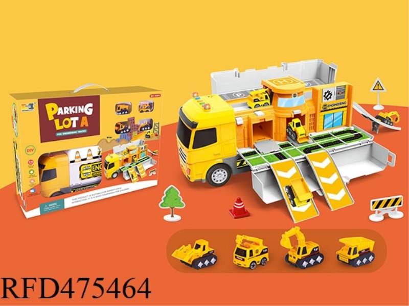 MULTIFUNCTIONAL 2 IN 1 DEFORMATION STORAGE INERTIAL CONTAINER TRUCK SLIDE PARKING LOT WITH SOUND AND