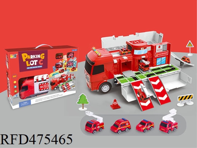 MULTIFUNCTIONAL 2 IN 1 DEFORMATION STORAGE INERTIAL CONTAINER TRUCK SLIDE PARKING LOT WITH SOUND AND