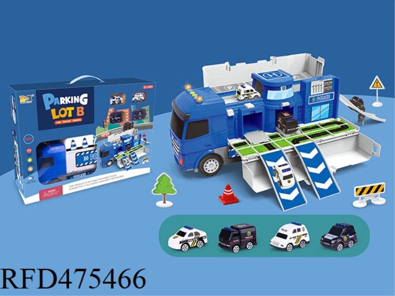 MULTIFUNCTIONAL 2 IN 1 DEFORMATION STORAGE INERTIAL CONTAINER TRUCK SLIDE PARKING LOT WITH SOUND AND