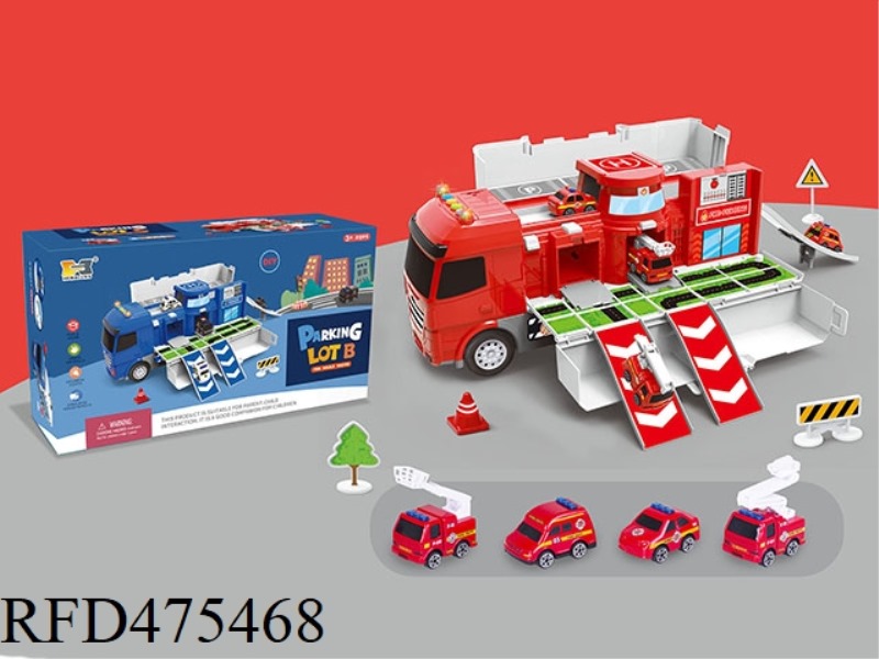 MULTIFUNCTIONAL 2 IN 1 DEFORMATION STORAGE INERTIAL CONTAINER TRUCK SLIDE PARKING LOT WITH SOUND AND