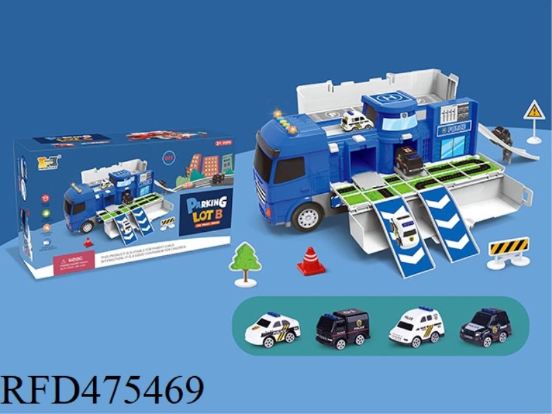 MULTIFUNCTIONAL 2 IN 1 DEFORMATION STORAGE INERTIAL CONTAINER TRUCK SLIDE PARKING LOT WITH SOUND AND