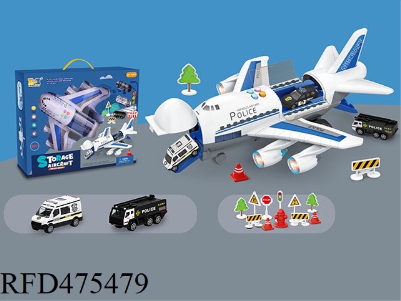 STORAGE INERTIAL AIRPLANE TRANSPORTER WITH COLORED LIGHTS AND SIMULATION SOUND - POLICE