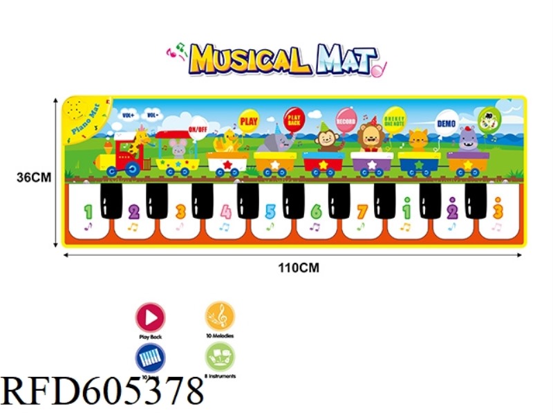 110CM CARTOON TRAIN VERSION CHILDREN'S PIANO MUSIC GAME CRAWLING CARPET MAT STEP DANCE MAT