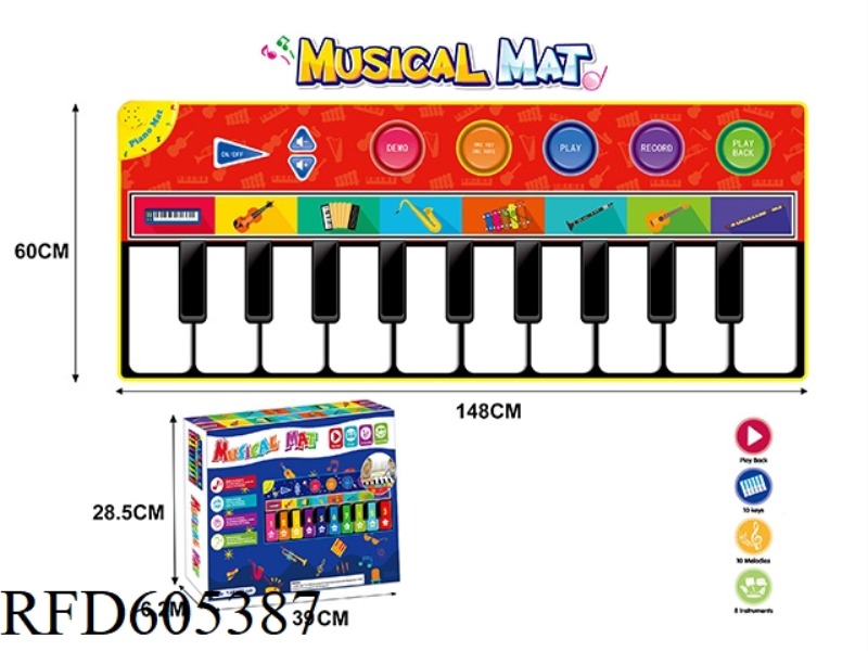 148 RED INSTRUMENT VERSION CHILDREN'S PIANO MUSIC GAME CRAWLING CARPET MAT STEP DANCE MAT