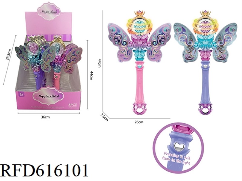 THE FAIRY SPINS A MAGIC WAND WITH WINGS
