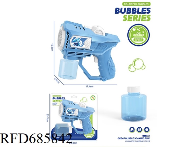 Electric 6 holes shark bubble gun with light manual sticked bubble(1*50ml included and 4*AA not incl